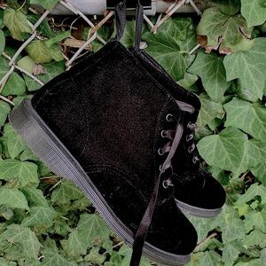 Dr. Martens Black Lana Velvet Boot w/ Ribbon Laces